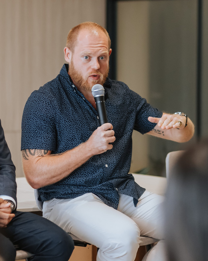 Rhys William, Founder and CEO of Sellsocial, speaking on a panel